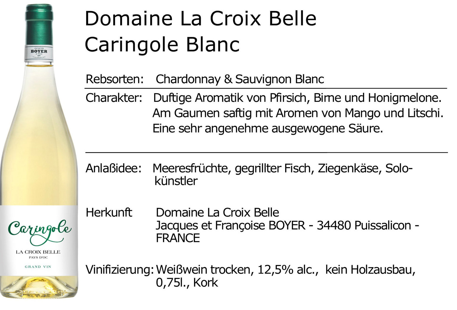 Domaine La Croix Belle Caringole Blanc 2022