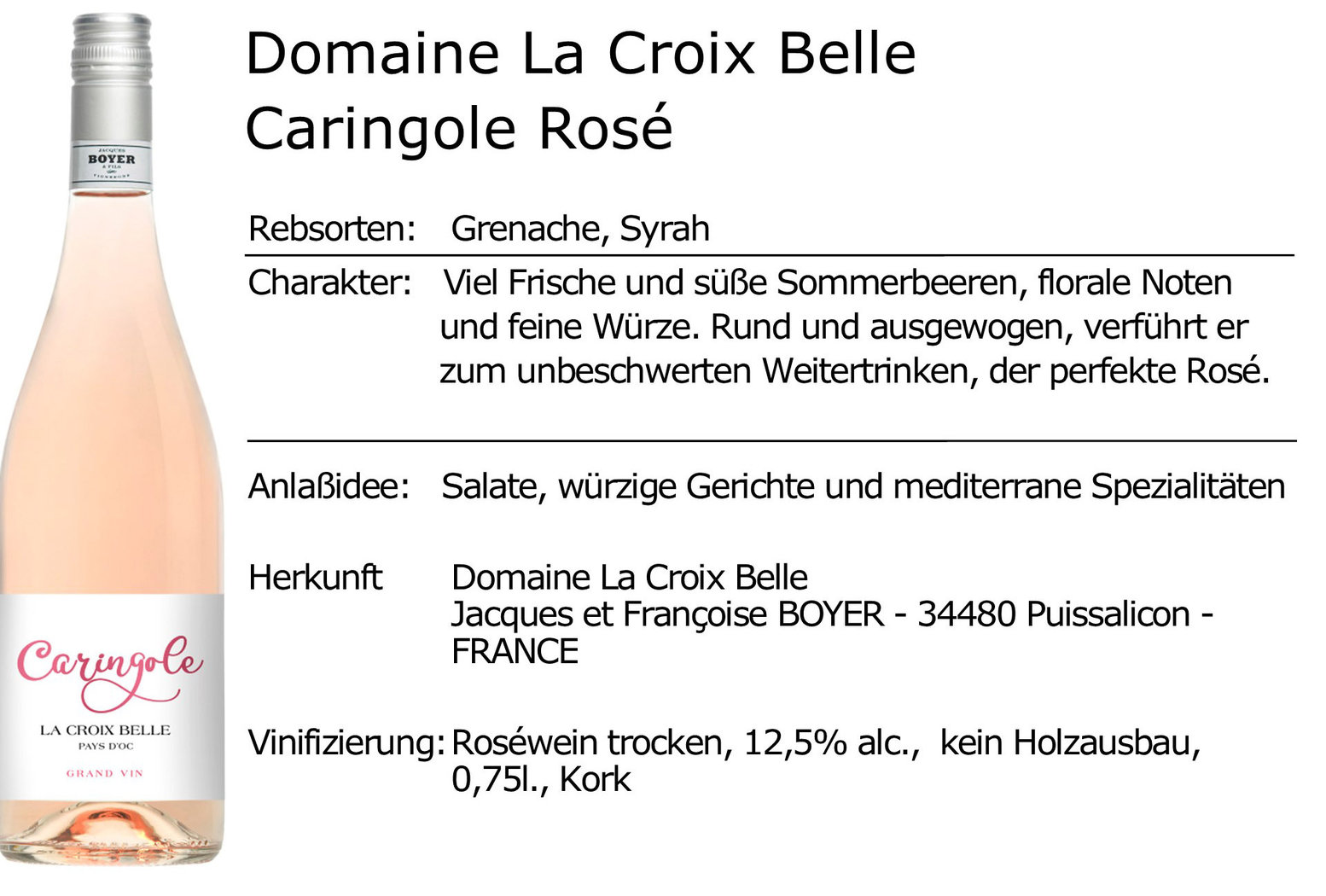 Domaine La Croix Belle Caringole Rosé 2021