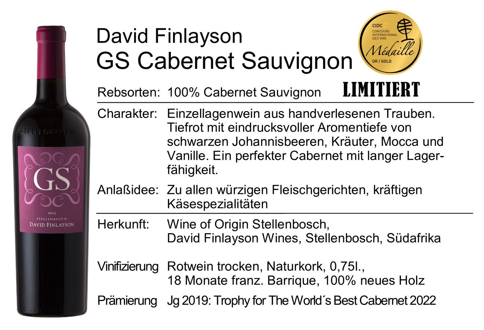 David Finlayson GS Cabernet Sauvignon 2019