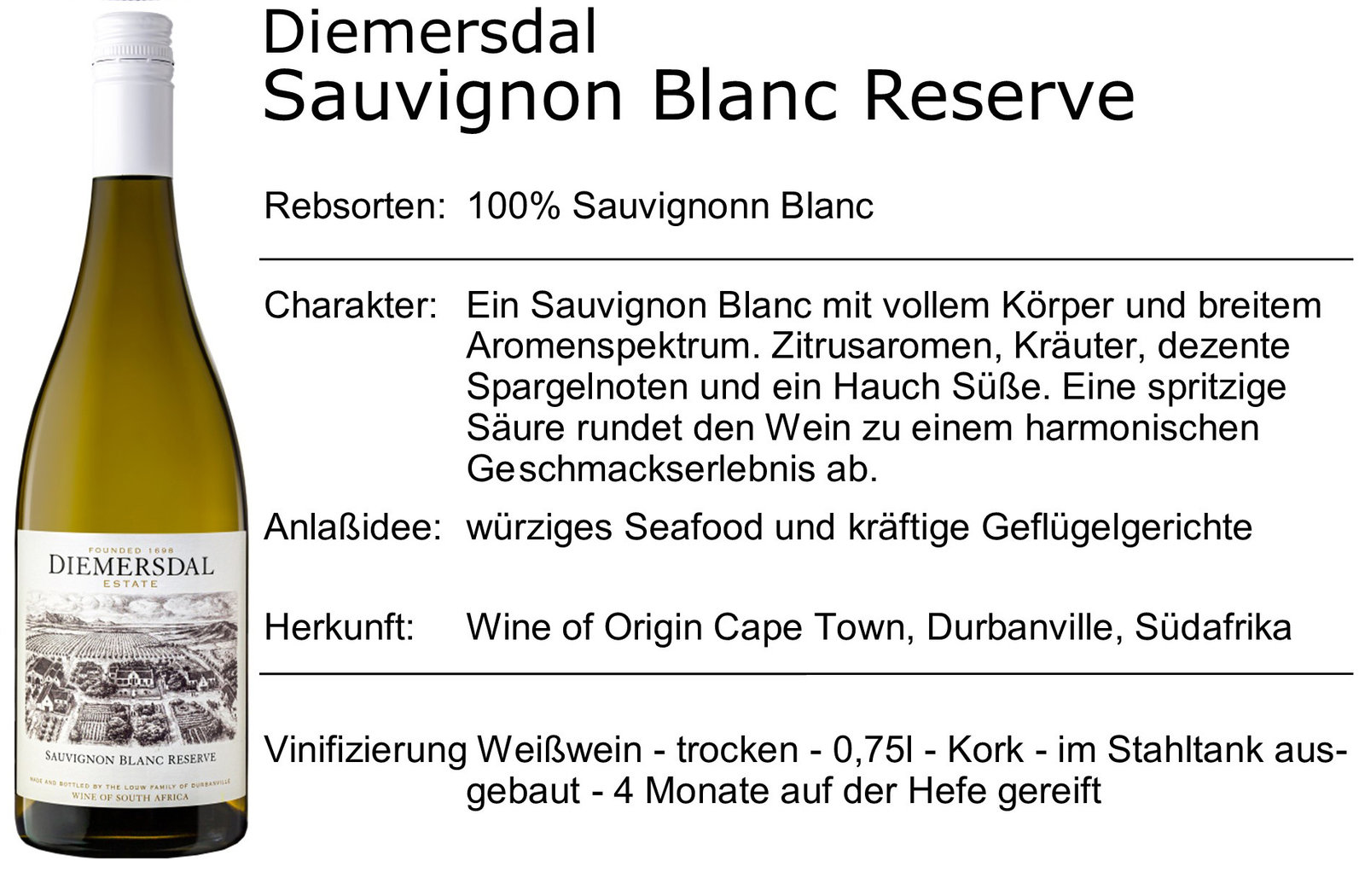 Diemersdal Sauvignon Blanc Reserve 2022