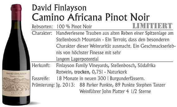 David Finlayson Camino Africana Pinot Noir 2018