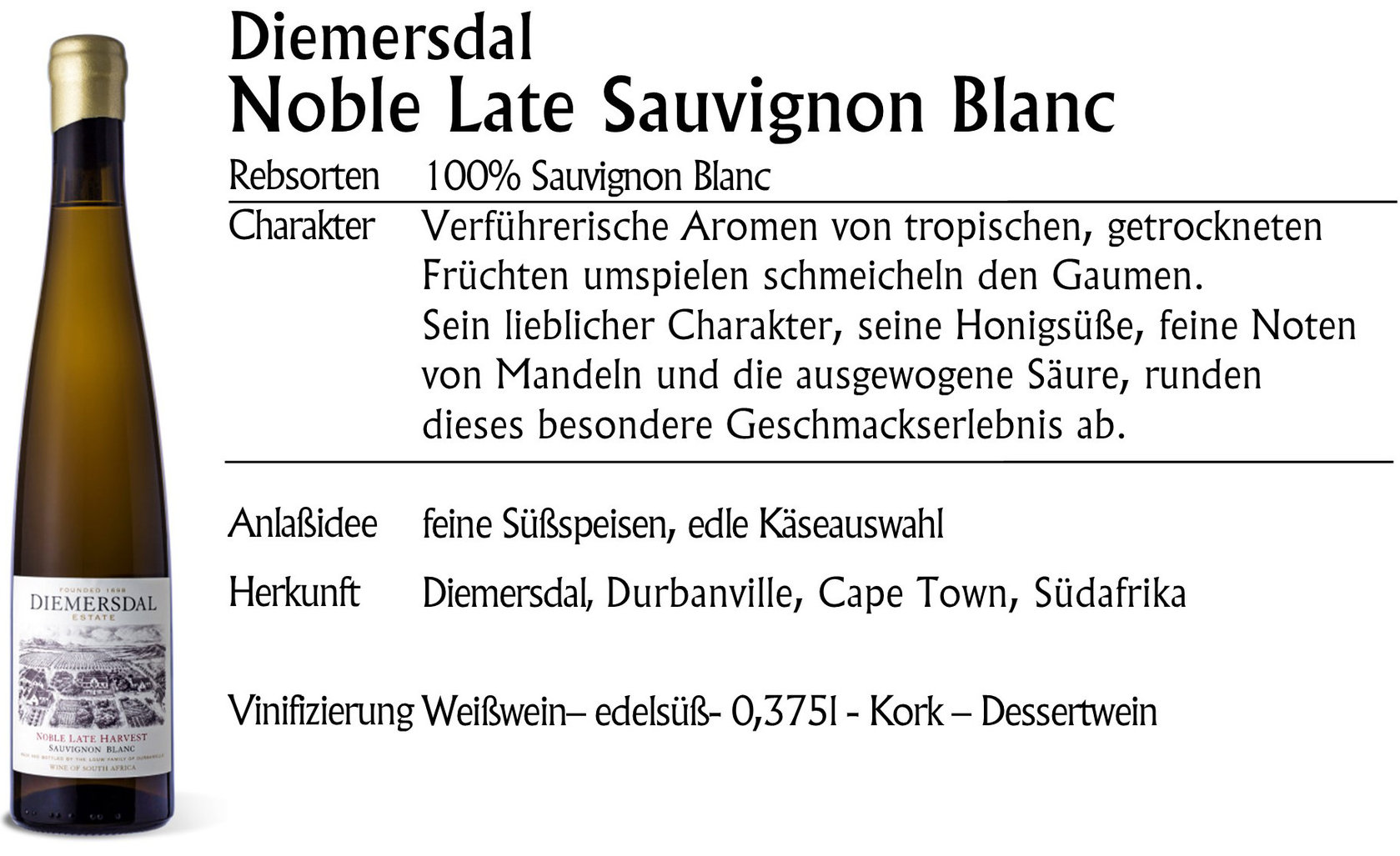Diemersdal Noble Late Sauvignon Blanc 0,375l. 2022