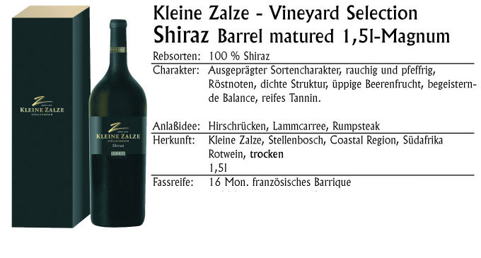Kleine Zalze Vineyard Shiraz Magnum 1,5l. 2019
