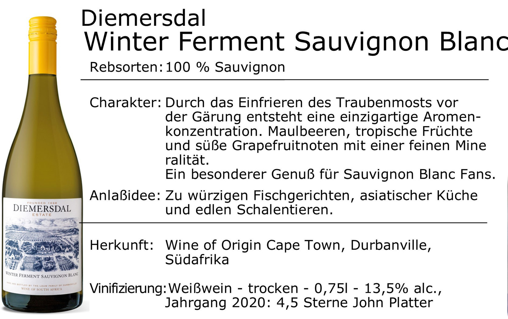 Diemersdal Winter Fermented Sauvignon Blanc 2020