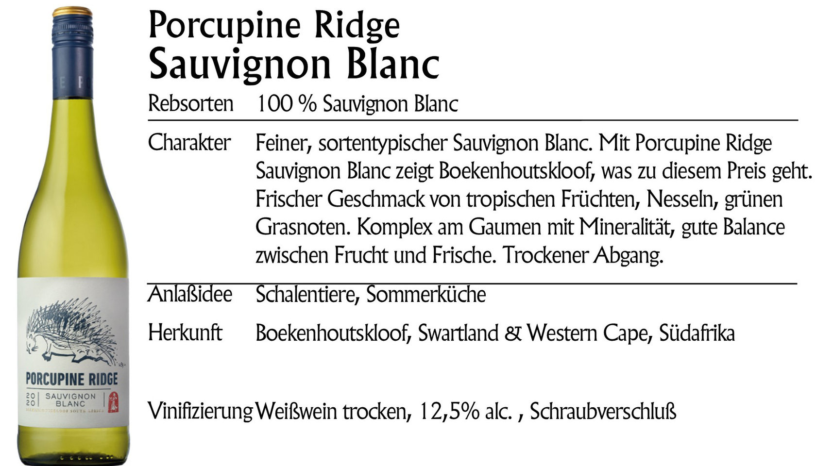 Porcupine Ridge Sauvignon Blanc 2020