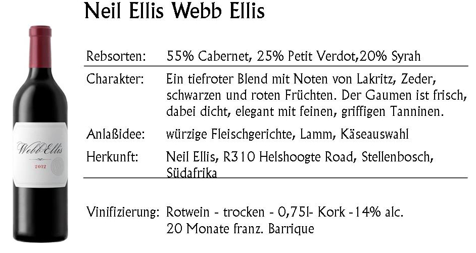 Neil Ellis Webb Ellis 2012 limitiert