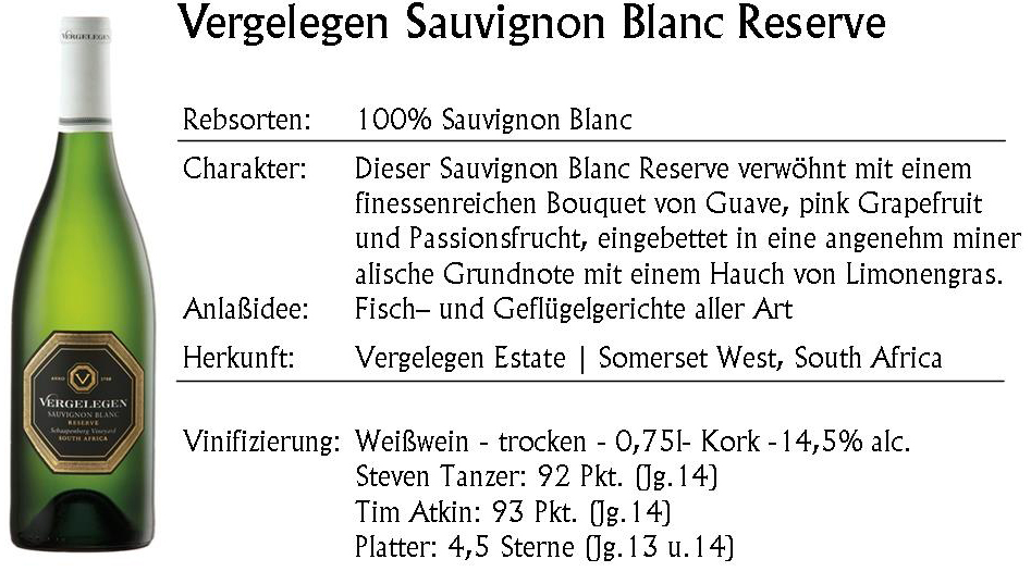 Vergelegen Sauvignon Blanc Reserve 2018