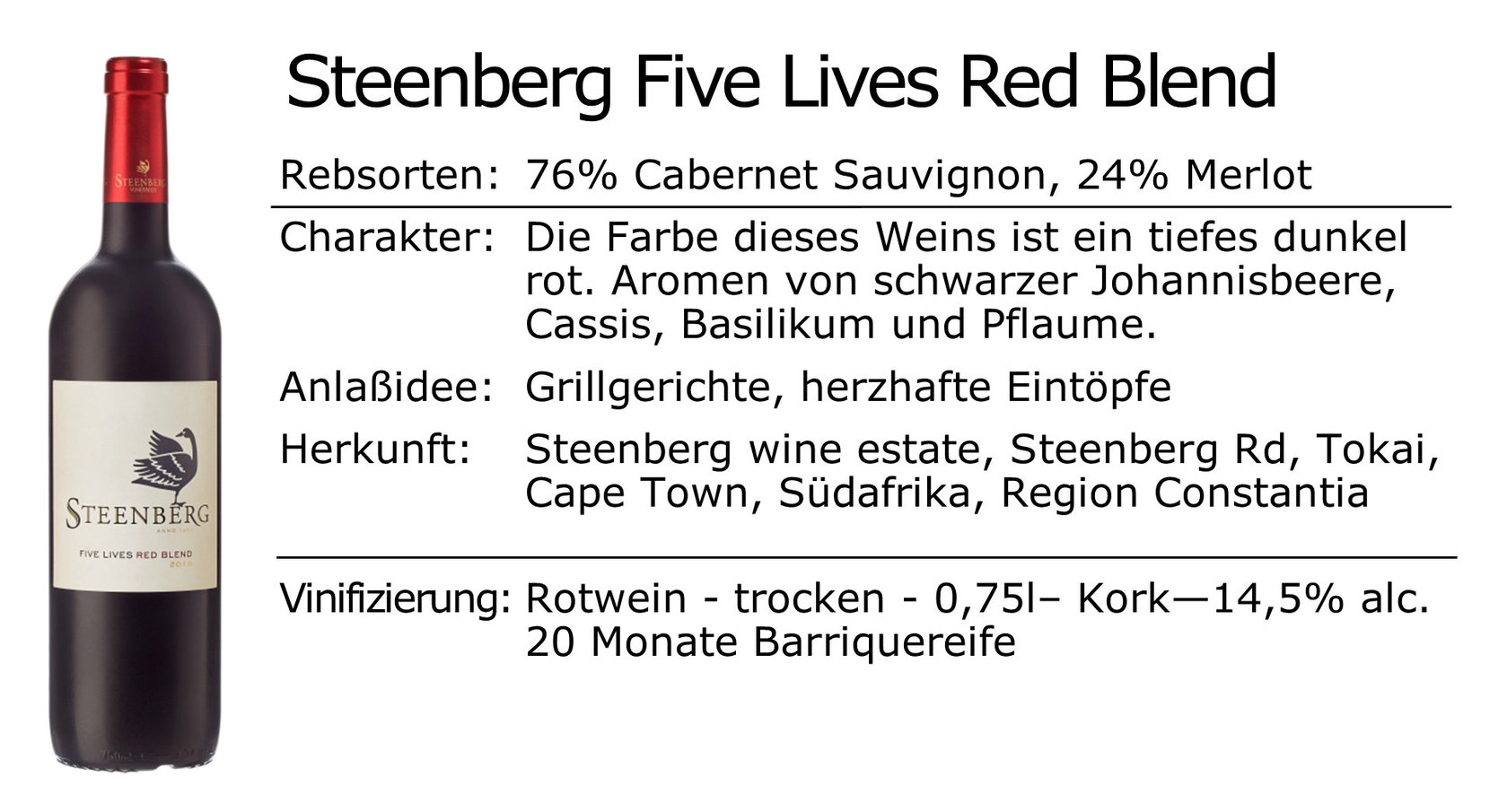 Steenberg Five Lives Red Blend 2019