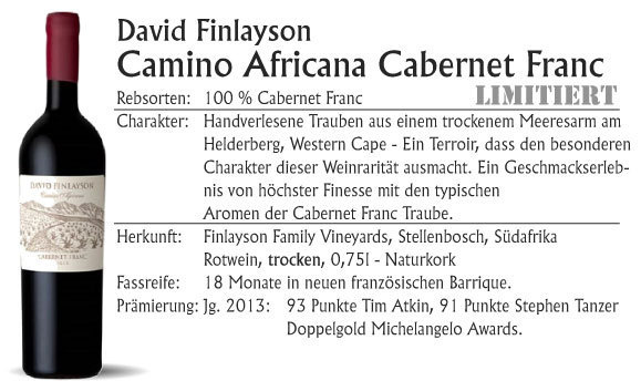 David Finlayson Camino Africana Cabernet Franc 2019