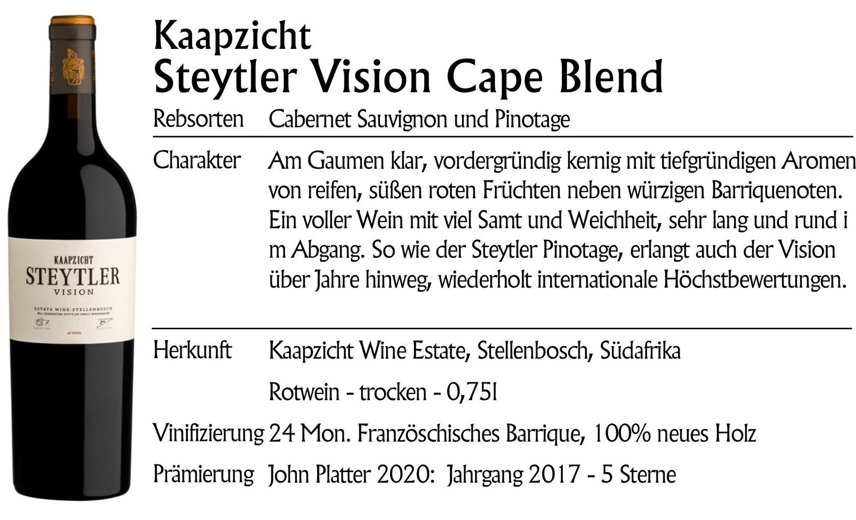 Kaapzicht Steytler Vision Cape Blend 2017