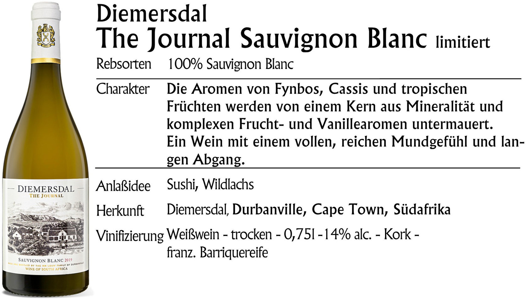 Diemersdal The Journal Sauvignon Blanc 2020 limitiert