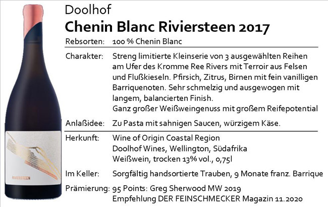Doolhof Chenin Blanc Riviersteen 2017