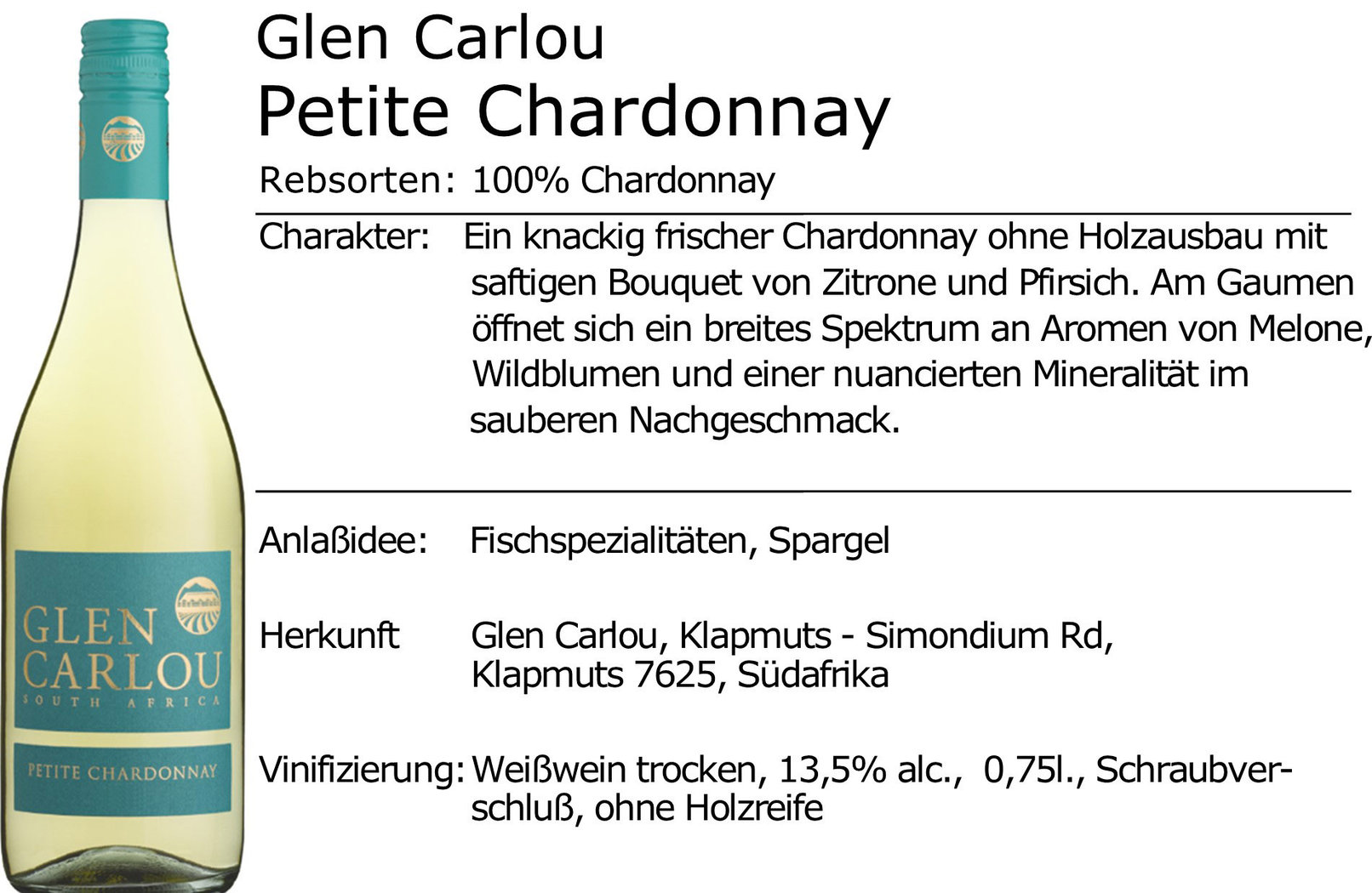 Glen Carlou Petite Chardonnay 2022