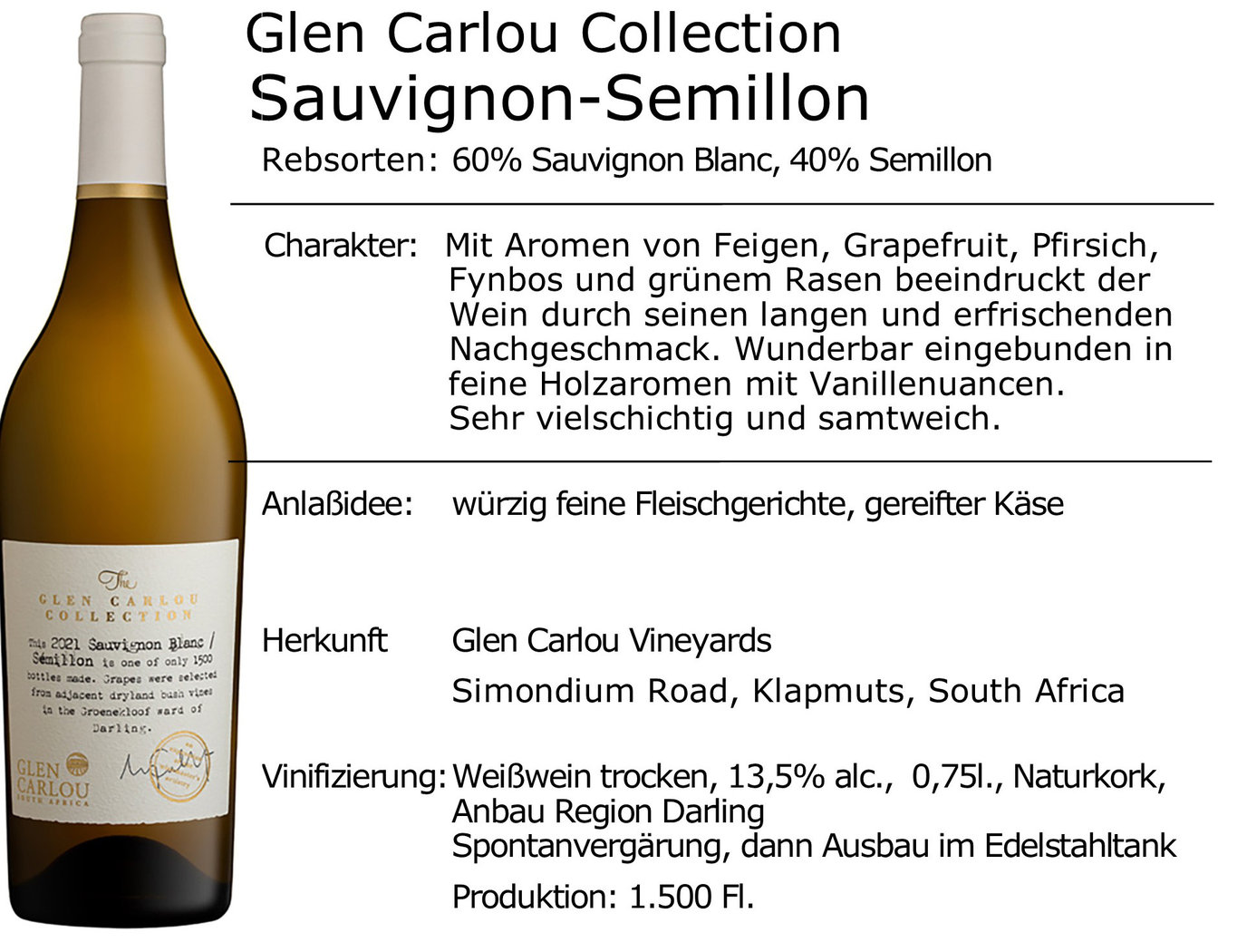 Glen Carlou Collection Sauvignon-Semillon 2021 -limitiert-
