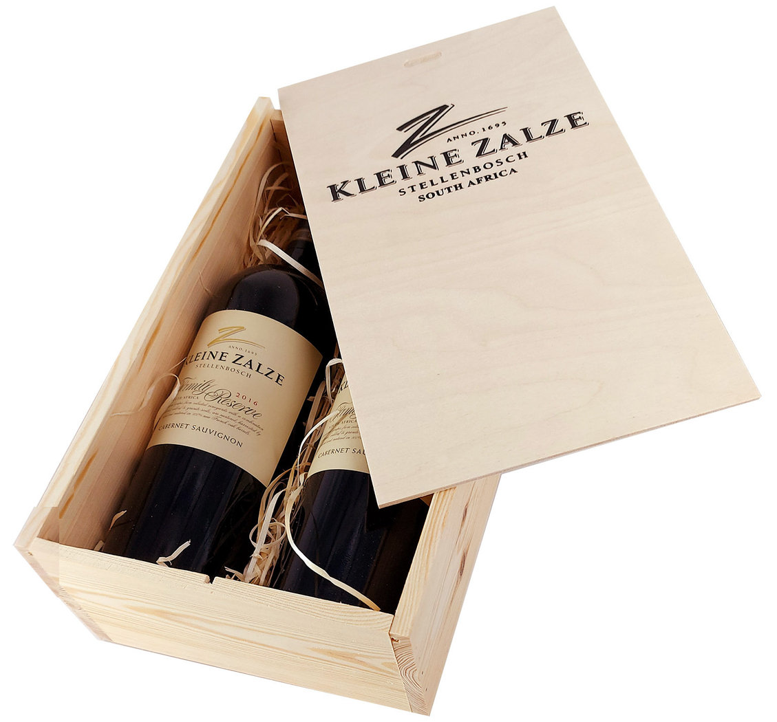 Kleine Zalze Family Reserve Cabernet Sauvignon Premiumpräsent mit Holzkiste